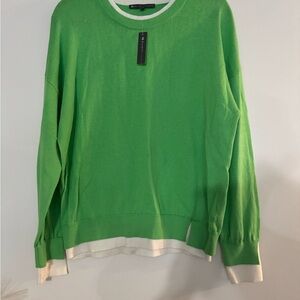 Elliott Lauren Green Sweater with Cream Accents
